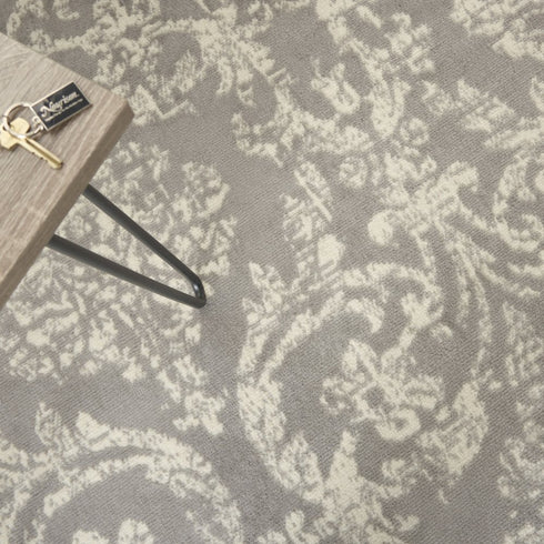 2' X 4' Gray Damask Power Loom Area Rug
